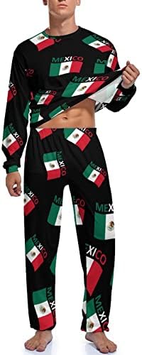 Pijama masculino de bandeira do México Conjunto de roupas de dormir de manga comprida PJS para viagens de quarto em casa
