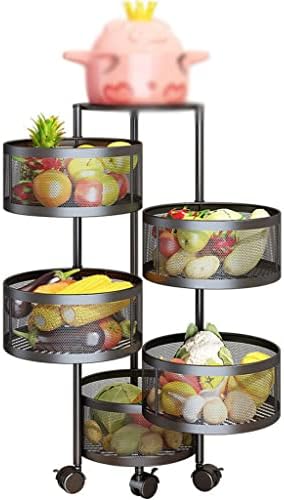 Houkai Multi-camada de camada de cozinha rack de cesta rotativa carrinho vegetal e rack de frutas rack de cozinha
