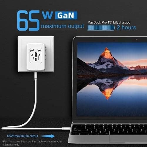 Charger de ondas de caixa compatível com LG Gram 15 - Carregador Internacional de Muralha de PD, 3 Adaptador de Cobrança Internacional USB e Conversor para LG Gram 15 - Winter White