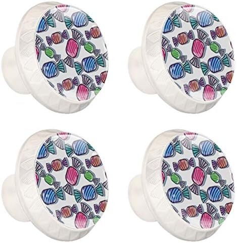 Botões de cômoda de porteira colorida colorida maçaneta de gaveta de cristal botões de vidro de cristal 4pcs cor de cor redonda de cor redonda criança 1.38 × 1.10in