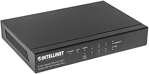 Intellinet Network Solutions 561174 5 portos Gigabit Ethernet Poe+ Switch com porta combinada SFP