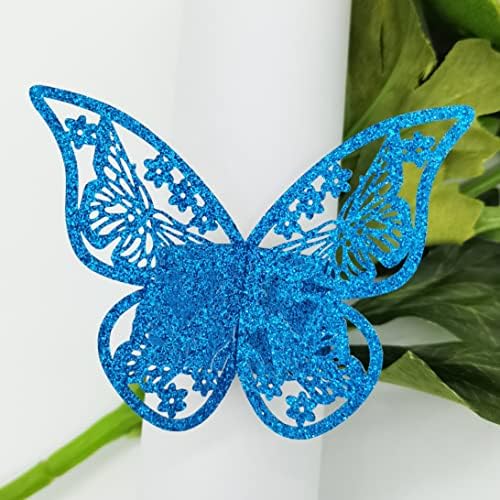 Wlirantim Butterfly Gold Paper Napkin Rings Conjunto de 200 PCs ， 3D Laser Cut Foil Cutout Paper guardana