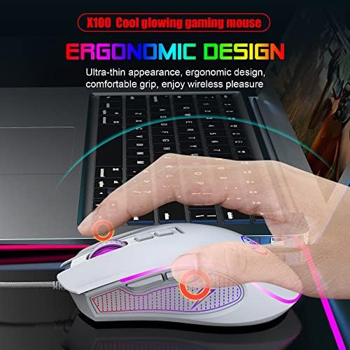 Xinmeng x100 g mouse de jogos Pro, mouse de jogos para PC com 7 botões, mouse óptico switche, até 3600 dpi, mouses de