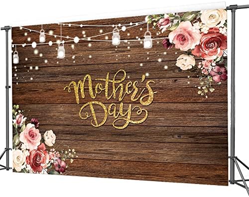 Chaiya 7x5ft feliz dia das mães cenário rústico madeira floral dia das mães Antecedentes Banco de decoração de parede