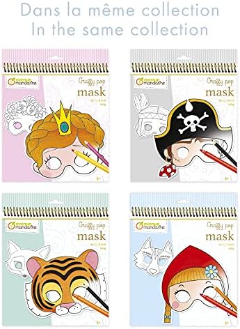 Avenue Mandarine - Ref GY023O - Máscaras para colorir pop graffy - Animais - 24 máscaras para colorir, pré -cortada para facilitar a remoção, 12 desenhos de máscara, adequados para idades de 5 anos ou mais