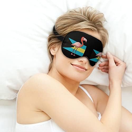 Bandeira das Bahamas e máscara de olho flamingo para dormir de bleca -bleca -bleca vendida com cinta ajustável para homens mulheres