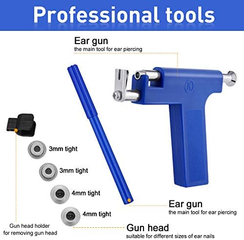 Conjunto de kits de ferramentas de piercing de orelha Aço inoxidável Máquina de piercing no nariz do nariz da orelha
