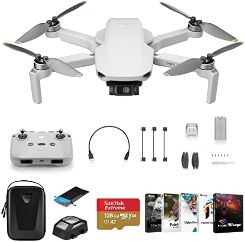 Pacote de drone dji mini 2 se com cartão microSD de 128 GB, estojo de transporte, kit de software corel pc, luz anti-colisão,