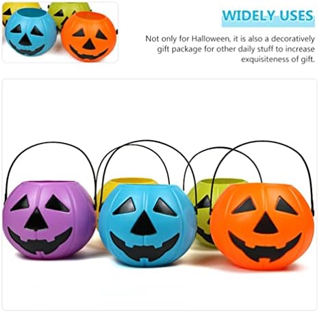 Zerodeko 2pcs Halloween Balde de abóbora, cesta de plástico pequeno com alça, cesta de abóbora azul para crianças truques