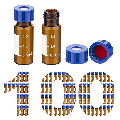 Membrane Solutions Autosompler frascos, 2 ml de frascos de HPLC, frascos de âmbar de laboratório de 9-425 com ponto