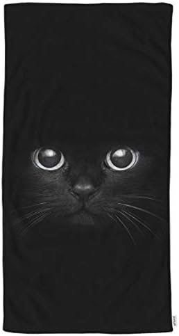 Toalhas de mão de gato preto de gato preto de algodão, cabeça de gato fresca em toalhas macias e confortáveis ​​para banheiro/cozinha/ioga/golfe/cabelo/toalha de rosto para homens/mulheres/meninas/meninos 15x30 polegadas