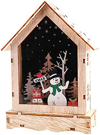 Christmas Luminous Wooden House Lamp Window Window Desktop Decoration 1PC Creative Home Ornamentos