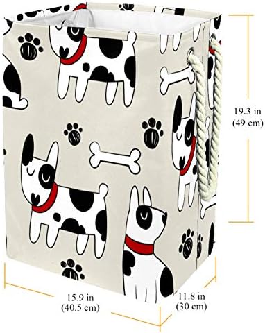 Deyya Grey Dog Dalmácia Cestas de lavanderia dificultam altura de altura dobrável para crianças adultas meninos adolescentes meninas em quartos Banheiro 19.3x11.8x15.9 em/49x30x40.5 cm
