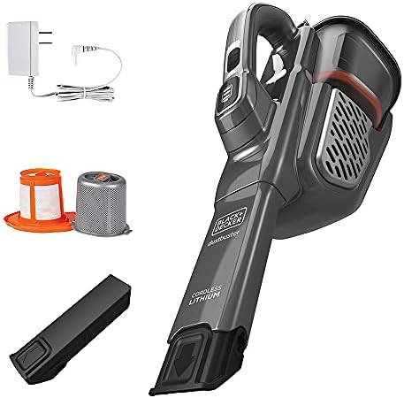 Black+Decker Dusbuster vácuo portátil, sem fio, cinza com filtro de substituição