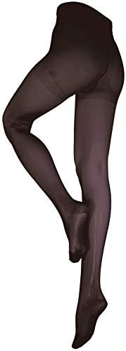 Pantyhose de compressão nuvein, apoio de 15-20 mmHg, meias de meias de nylon pura feminino, dedo do pé fechado, preto, petite