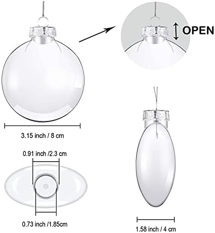 12 PCS DIY Clear plástico encheu Bolas de gordura Ornamento, ornamentos transparentes de 3,15 polegadas que quebram