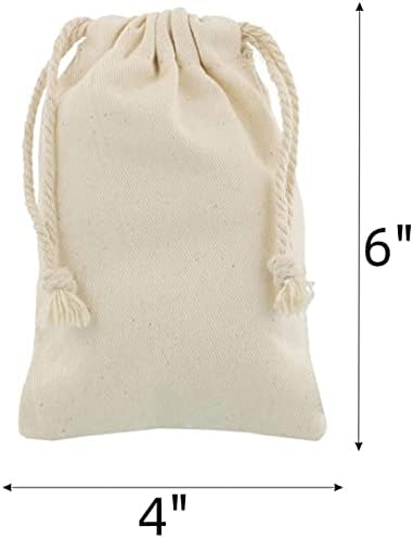 Sarasweet Cotton Muslin Sacos de cordão, tecido reutilizável de saquinho de saquinho Favory Favor Favor Gream