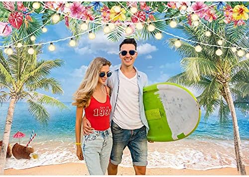 Haboke 7x5ft verão havaiano praia Oceano fotografia cenário céu palmeiras tropicais de palmeiras tropicais luau decorações de festas havaianas