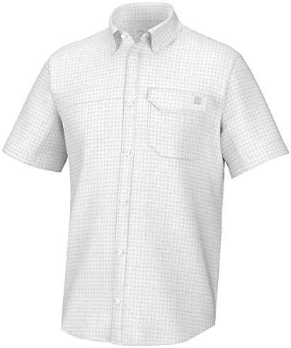 Huk Men's Tide Point Pattern Slave Short Camisa, botão de pesca para baixo