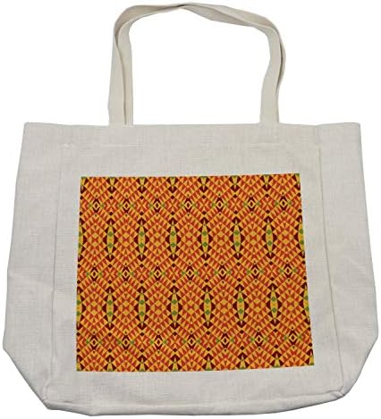 Bolsa de compras africana de Ambesonne, motivos de composição simétrica geométrica oriental de inspirações antigas, bolsa reutilizável