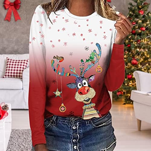 ANNIYA FALL Crewneck Sorto colorido de capota de manga longa Tampas de manga longa Push-up de túnica feminina de grandes dimensões