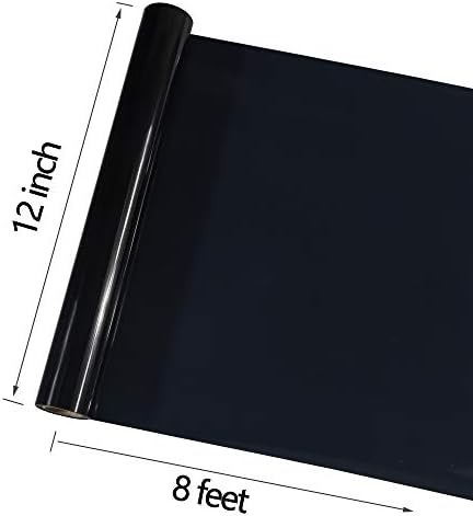 Tumiya preto htv vinil - 12 x 8ft transferência de calor preto rolos de vinil - ferro preto adesivo brilhante em vinil