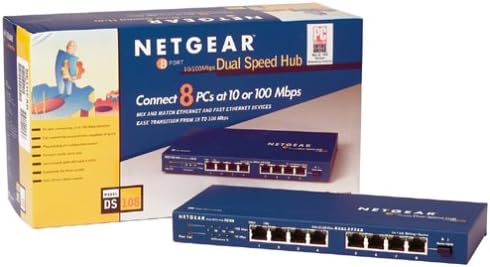 Netgear DS108 8 Porta 10/100 Mbps Hub de velocidade dupla, azul