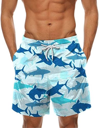 Miashui masculino de merda de natação média masculina short casual calças de calça esportiva impressa com bolsos masculinos