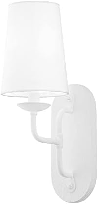 Iluminação Troy B1621-GSW MOE-1 SCONCE DE PAREDE LIGHT em estilo moderno-17,5 polegadas de altura e 6 polegadas de largura, acabamento branco com sombra de linho branco