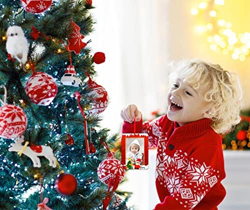 Facraft Picture Frame Ornamentos de Natal 2022,2.36 x3.15 Mercador Feliz Natal Ornamento para a Árvore de Natal, Quadro de fotos Presente de ornamento de Natal para crianças Família