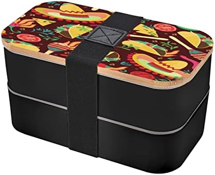 AllGobee Grande Bento Box Mexico-Spicy-Taco Box com talheres conjunto de 40 onças de bento japonês
