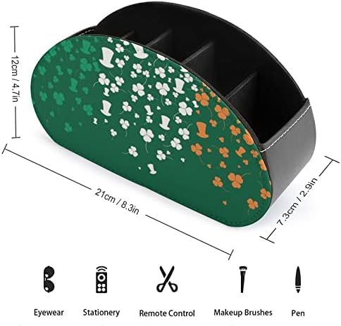 ST PATRICKS DIA DIA DE COURO REMOTO DO TORNO DE COMPRONHO DE CADDADO FONITY CADDY Organizador de desktop com 5 compartimentos para escritório de TV Blu-ray
