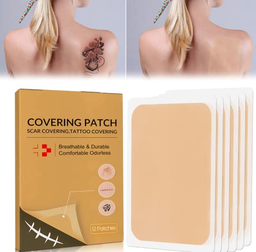 Tatuagem Cobrir fita, adesivos invisíveis de tom à prova d'água para encobrir tatuagens de cicatrizes, 12pcs