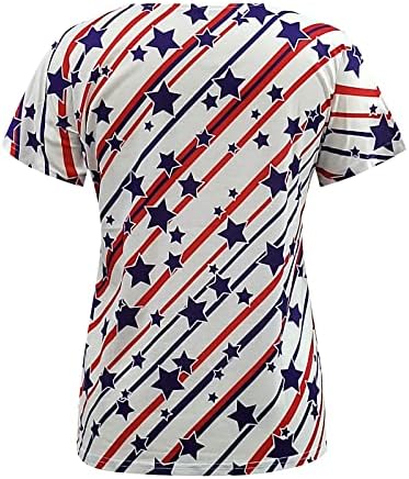 Camisas patrióticas para mulheres camisetas de bandeira americana de verão tops casuais camisetas de manga curta estrelas listradas