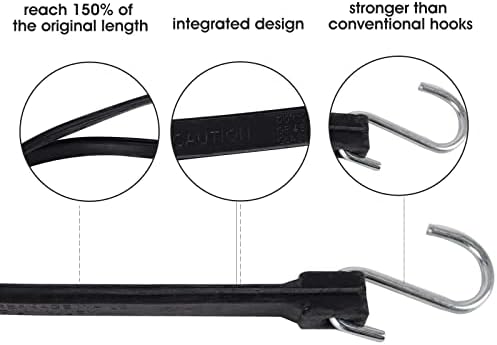 XSTRAP padrão 20 pacote 21 '' Tarpe de borracha ajustável, cabos de bungee EPDM com ganchos, ideais para proteger lonas, telas, trailers