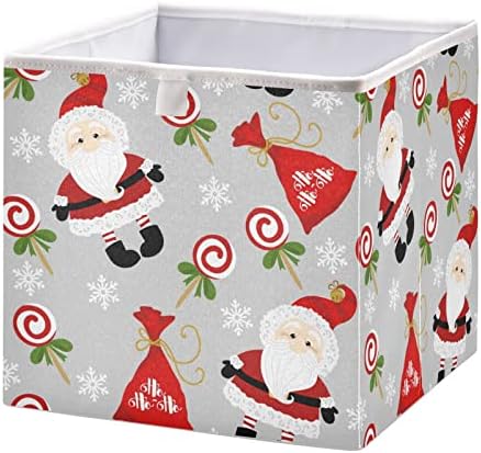 Cataku Papai Noel Claus Cubos Cubos de armazenamento de 11 polegadas Cascentes de armário de armário dobrável de tecidos de tecido