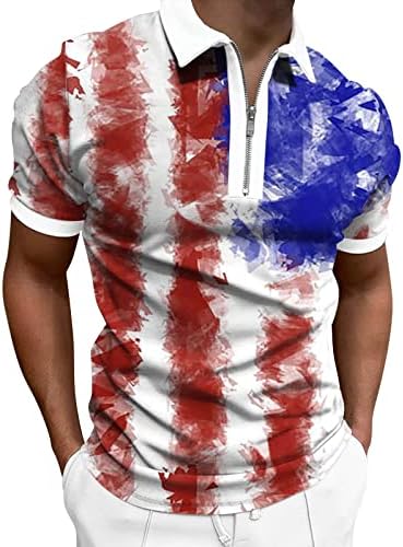 Ruiruilico mens de bandeira americana camisetas pólo 4 de julho camisetas patrióticas de verão Casual Polos de golfe retro