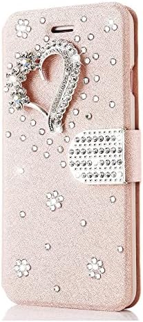 Fairy Art Crystal Cartlet Caixa de telefone compatível com Samsung Galaxy A13 5G - Coração - Rosa - 3D Madeir