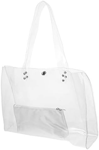 Valiclud 2 pacote transparente PVC Tote transparente bolsa de ombro transparente bolsa de compras transparente transparente com pequena