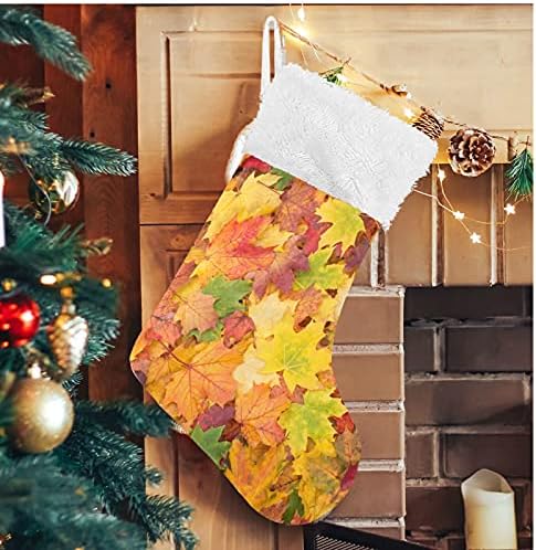 Meias de natal alaza folhas de bordo de outono chique clássico clássico personalizado grande decorações de meia para férias em família
