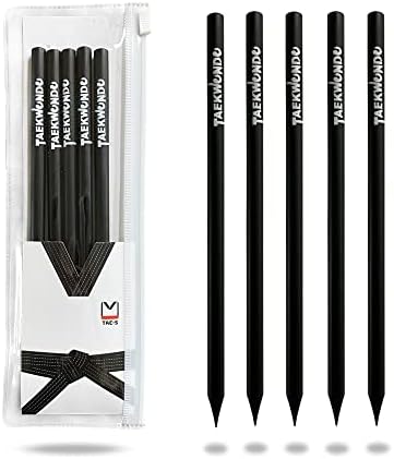 Tae-s taekwondo lápis HB Wood Cased com Case de lápis PVC clara branca Idéia de presente pensativa para estudantes de