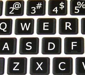 Adesivos de teclado em inglês MAC grandes letras grandes no fundo preto
