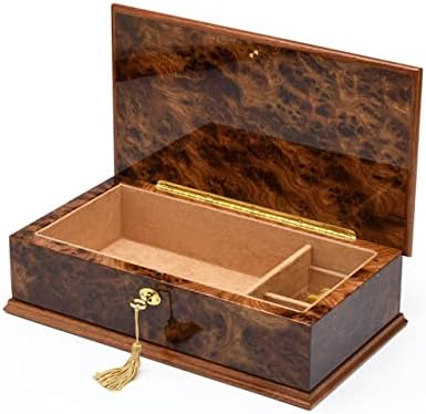 Incrível 30 nota Burl -Elm Grand Italian Arabesque Wood Inclay Jewelry Box - Suíte de Nutcracker