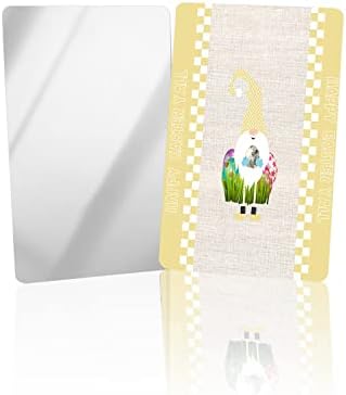 Ocomster Close-up Gnome de Páscoa com ovos coloridos amarelos espelhos compactos espelhos de 2 para 2 Pacote, linha retrô de estopa