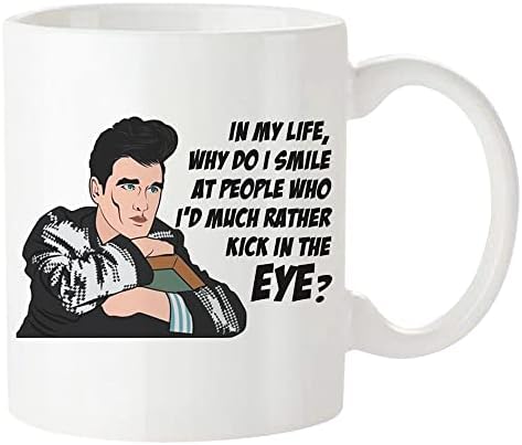 FoNhark - Morrissey - The Smiths inspirou presente de caneca de café personalizado, o céu sabe que estou miserável agora, presente de cultura pop, caneca/xícara de café de 11 oz de 11 oz, branco