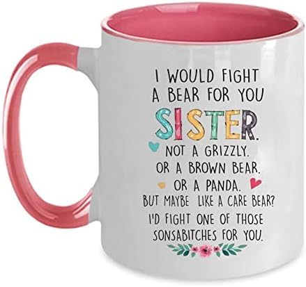 Presente de irmã da irmã Gunny Sister Gift, Sister Mug, Irmer Birthday Gift Ideia de irmã Brother Eu lutaria em um urso para você caneca de café para presentes de Natal de aniversário da irmã canecas de café…