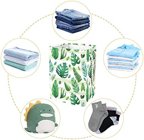Cestas de lavanderia grandes de folhas tropicais de folhas sujas de armazenamento de pano de pano com alças com alças de armazenamento dobrável caixas de armazenamento