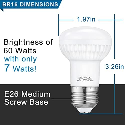 E26 LED BULBO 400K BRANCO NATURAL DIMMÁVEL - Eficiente 60W equivalente, 120V 7W 700lm, lâmpada de inundação, lâmpada média e26,