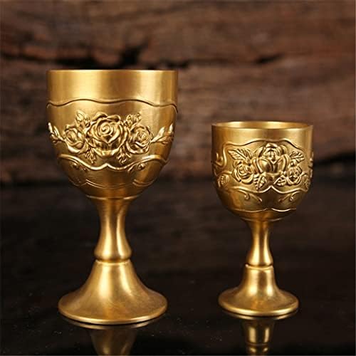 XDCHLK Brass mini vidro de vidro de vidro alívio vodka cálice 100ml 50ml spirits copo ouro antigo copo decoração de casamento