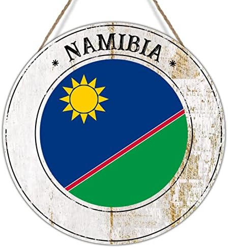 Porta da frente grinalda Namíbia Sinais de madeira Namibia bandeira de parede de bandeira de parede decoração de arte de viagem Gift Nação Nação de lembrança de madeira rústica de madeira de madeira placa de arte para a varanda de porta 10x10in